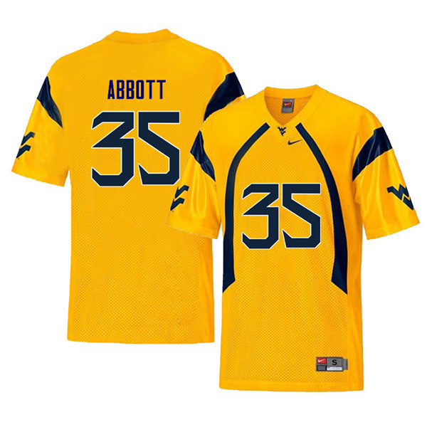 NCAA Men's Jake Abbott West Virginia Mountaineers Yellow #35 Nike Stitched Football College Retro Authentic Jersey NG23D33XT